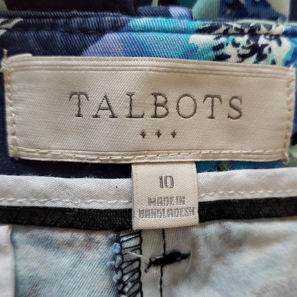 Talbots Blue Floral Print Classic Cropped Pants Size 10 - Picture 14 of 15